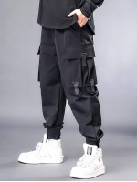 Men Solid Flap Pocket Cargo Pants