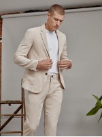 Men Single Breasted Corduroy Blazer & Pants Suit