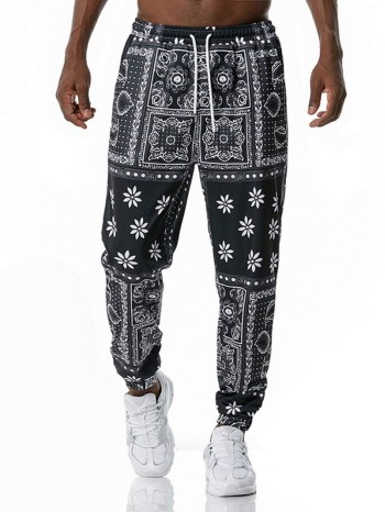 Men Tribal Print Drawstring Pants