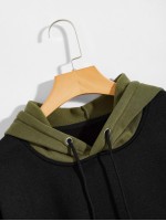 Men Cut And Sew Drawstring Hoodie