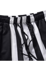 Men Striped Drawstring Waist Sweatpants