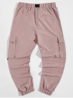 Men Buckle Strap Detail Cargo Pants