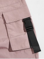 Men Buckle Strap Detail Cargo Pants