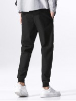 Men Drawstring Waist Solid Pants