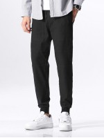 Men Drawstring Waist Solid Pants