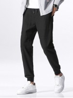 Men Drawstring Waist Solid Pants