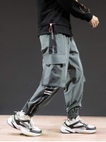 Men Letter Graphic Flap Pocket Cargo Pants