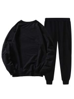 Men Graphic Print Sweatshirt & Drawstring Sweatpants