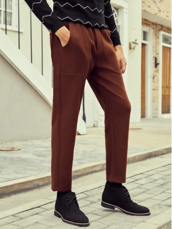 Men Solid Slant Pocket Pants