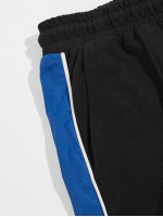 Men Drawstring Waist Contrast Side Seam Front Joggers