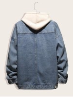 Men Single Breasted Washed Denim Jacket