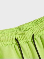 Men Neon Lime Drawstring Track Shorts