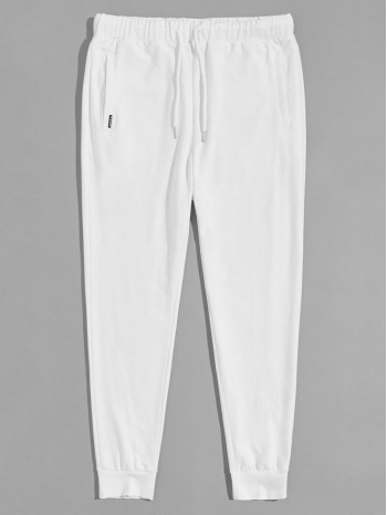 Men Drawstring Waist Patch Detail Sweatpants