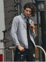 Men Pocket Front Button Up Denim Shirt