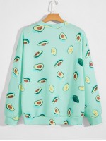 Men Avocado Print Drop Shoulder Sweatshirt