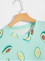 Men Avocado Print Drop Shoulder Sweatshirt