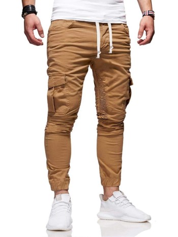 Men Flap Pocket Drawstring Cargo Pants