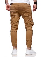 Men Flap Pocket Drawstring Cargo Pants