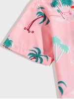 Men Tropical And Letter Graphic Shirt & Drawstring Waist Shorts