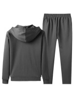 Men Zip Up Drawstring Hoodie & Sweatpants