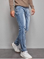 Men Ripped Washed Jeans