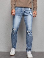 Men Ripped Washed Jeans