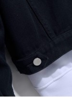 Men Contrast Panel Flap Pocket Denim Jacket