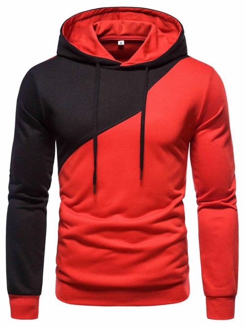 Men Two Tone Drawstring Hoodie