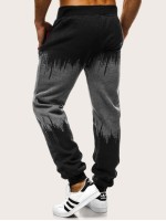 Men Color-block Drawstring Sweatpants