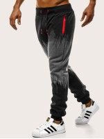 Men Color-block Drawstring Sweatpants