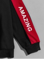 Men Letter Graphic Color Block Sweatshirt & Sweatpants