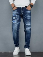 Men Splatter Paint Washed Jeans