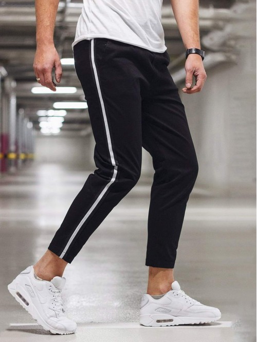 Men Side Stripe Straight Leg Pants