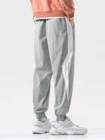 Men Contrast Panel Letter Patched Joggers