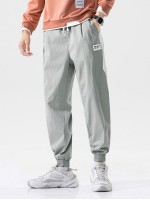 Men Contrast Panel Letter Patched Joggers