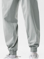 Men Contrast Panel Letter Patched Joggers