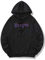 Men Chinese Dragon And Letter Graphic Hoodie