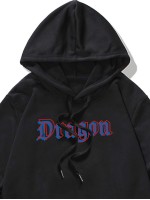 Men Chinese Dragon And Letter Graphic Hoodie