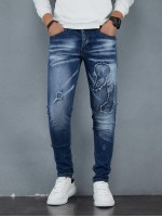 Men Ripped Washed Detail Jeans