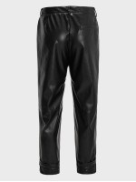 Men Buckle Strap PU Leather Pants