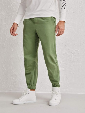 Men Slant Pocket Solid Pants