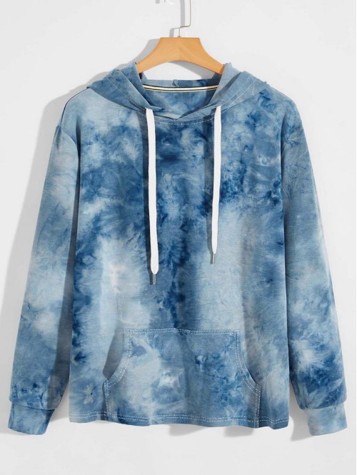 Men Tie Dye Drawstring Hoodie