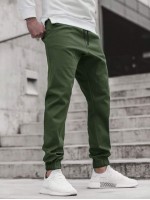 Men Solid Button Front Pants