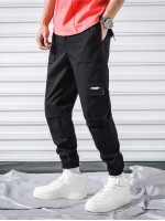 Men Flap Pocket Drawstring Waist Cargo Pants