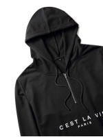 Men Zip Half Slogan Graphic Hoodie