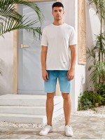 Men Patched Ombre Drawstring Swim Trunks