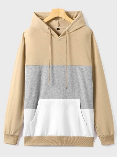 Men Cut And Sew Kangaroo Pocket Hoodie