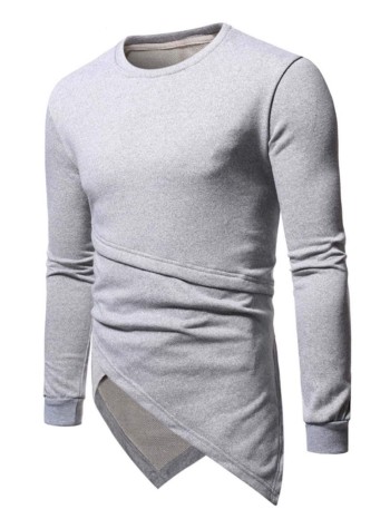 Men Asymmetrical Hem Solid Sweatshirt