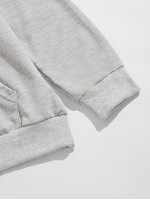 Men Contrast Panel Drawstring Hoodie With Joggers