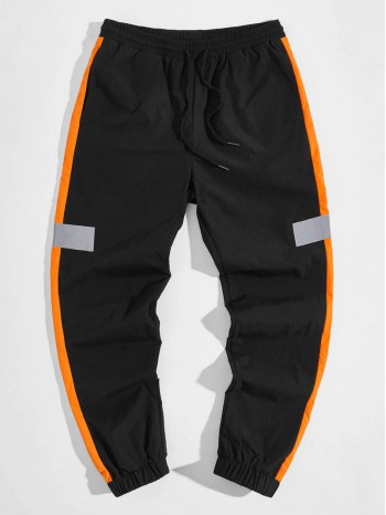 Men Contrast Side Seam Sweatpants